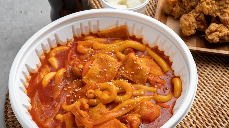 spicy Korean dish with thick potato noodles