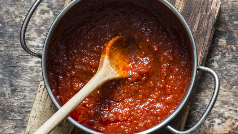 Tomato sauce in pan