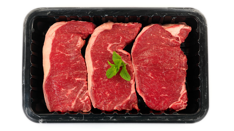 Raw steaks