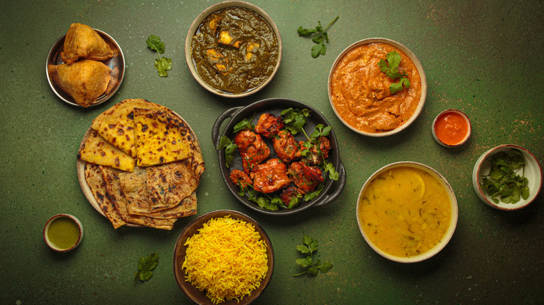 Various components of an Indian meal