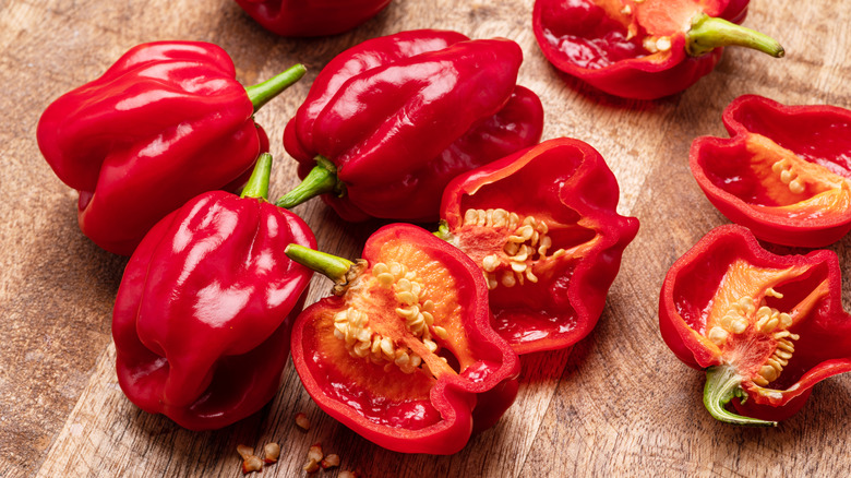 Fresh habanero peppers