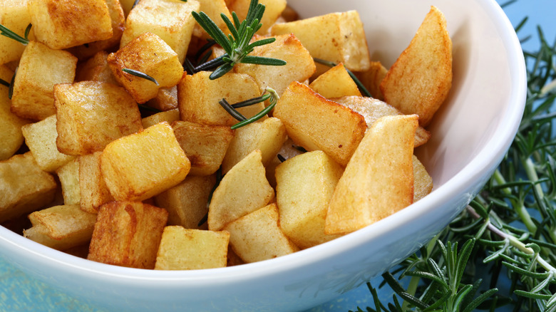 diced potatoes and rosemary
