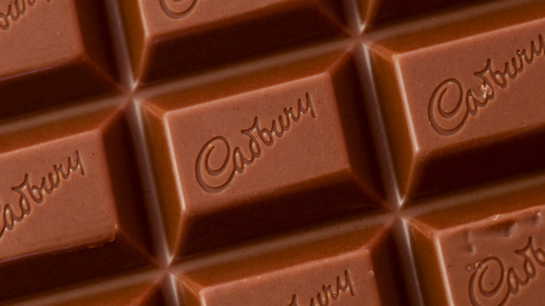 close up of a Cadbury chocolate bar