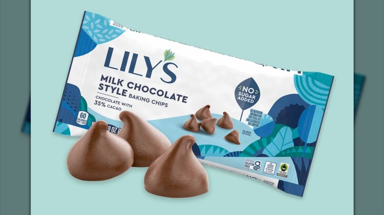 Lily's baking chips packaging with enlarged chips outside