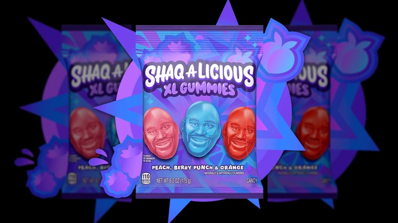 packaging of the gummies with Shaq's face