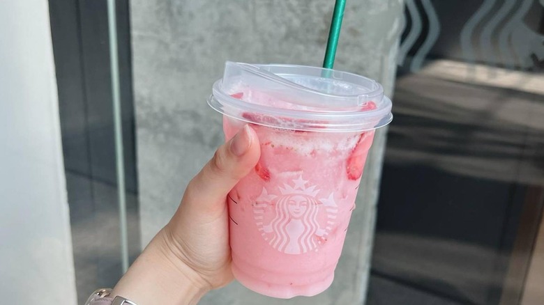 A refreshing Starbucks pink drink