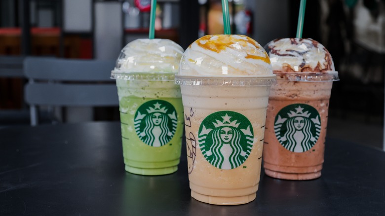 Three different Starbucks Frappuccinos