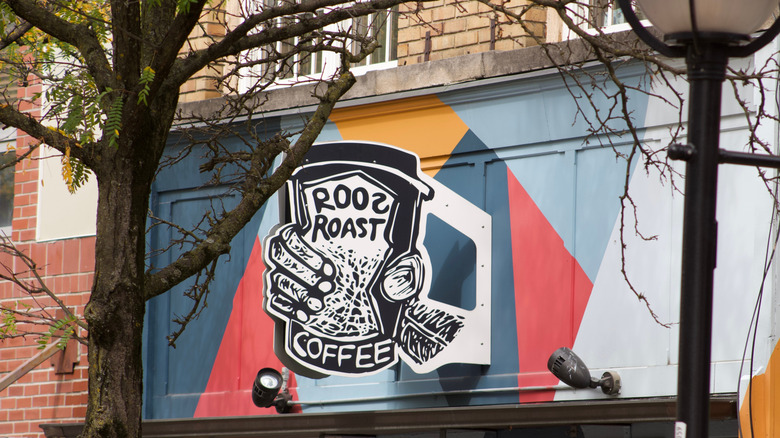coffee shop mural in Ann Arbor Michigan for Rooz Roast Coffee