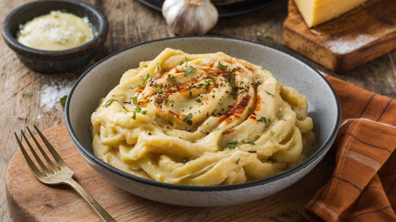 creamy mashed potatoes in dish