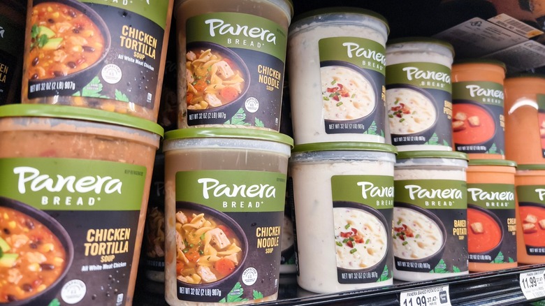 containers of Panera Bread soup in store