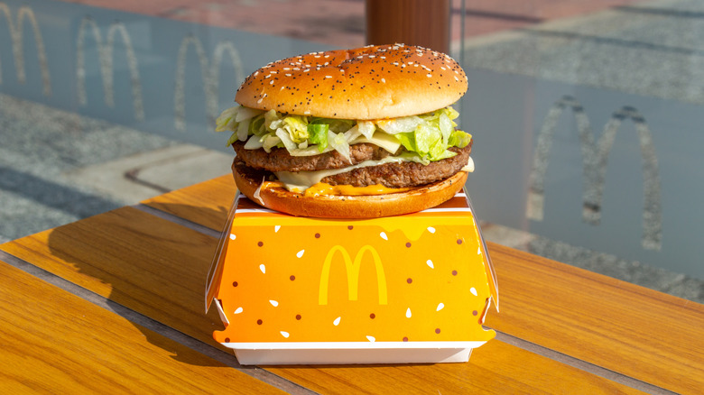 A closeup of a McDonald's burger