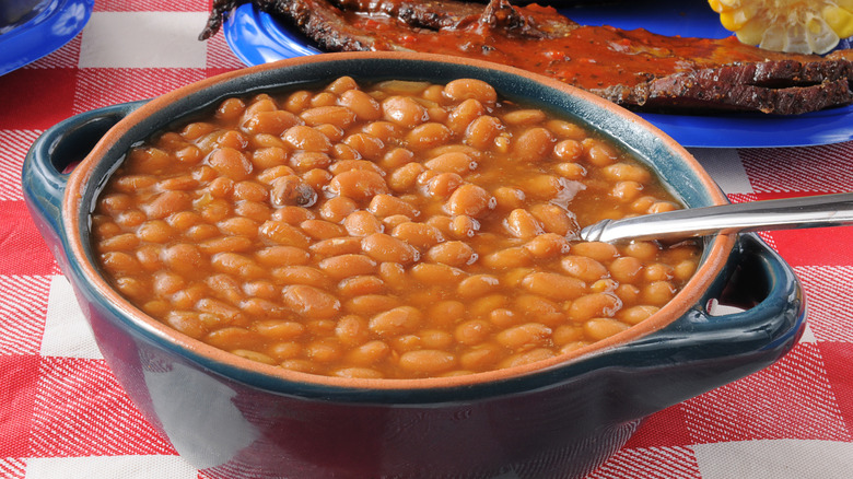baked beans in serving dish