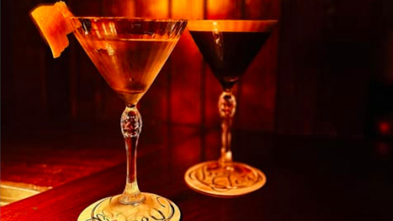 Two cocktails on the bar at The Red Fox