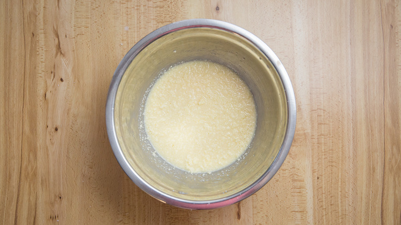 wet batter in mixing bowl