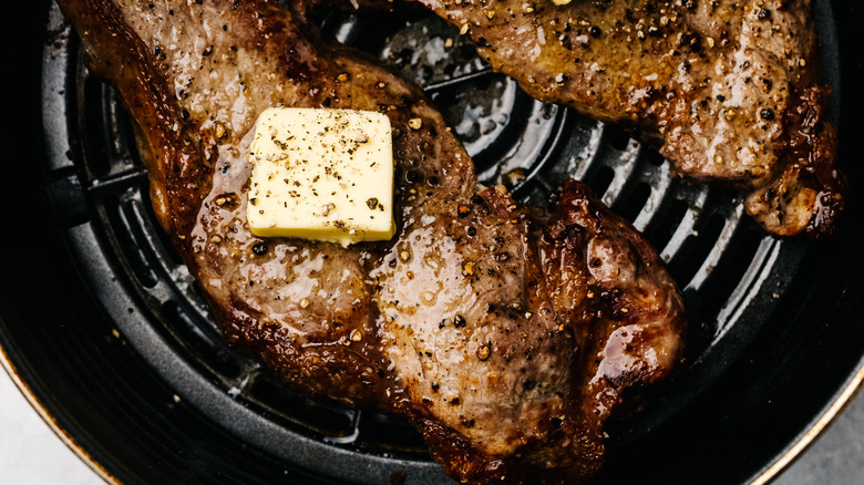 Seared steak in air fryer