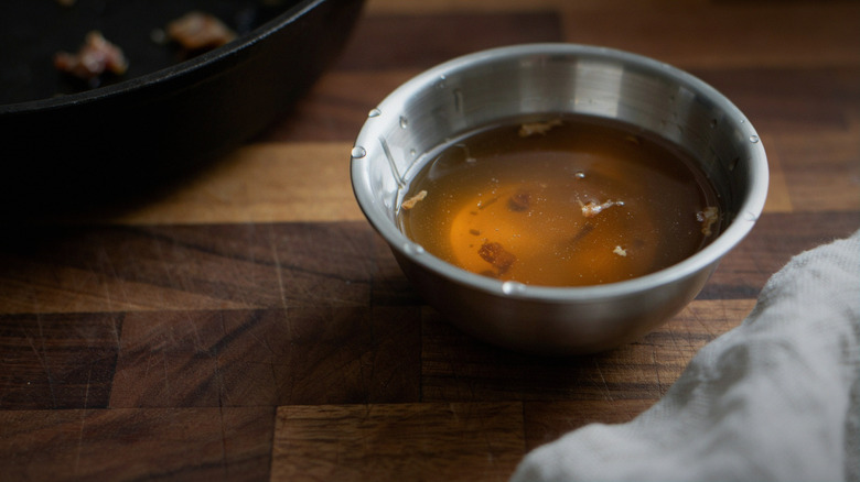 Fresh caramel sauce metal pan