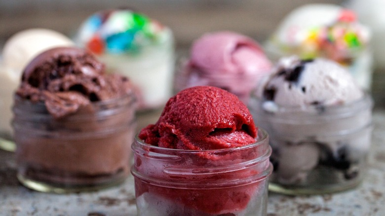 Various Crank & Boom ice cream scoops in jars