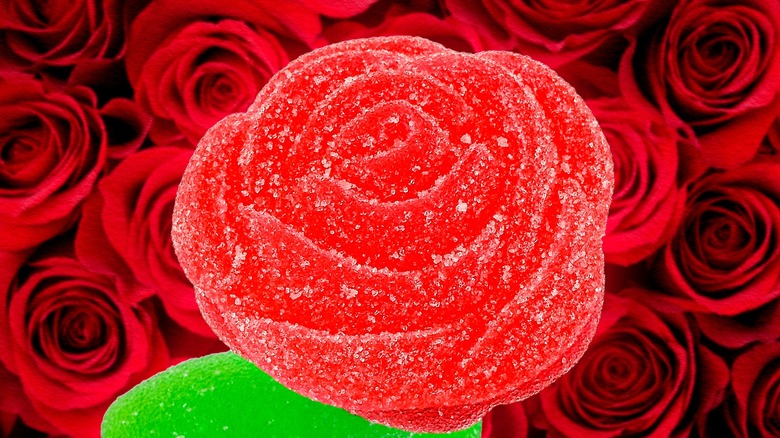 Candy rose with composite rose background