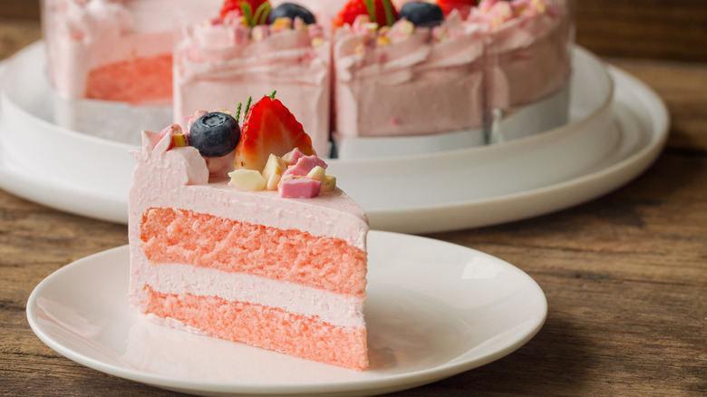 slice of strawberry cake