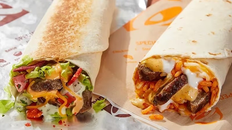 two steak burritos at Taco bell