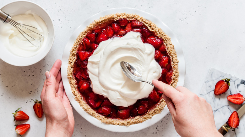 cream on strawberry pie