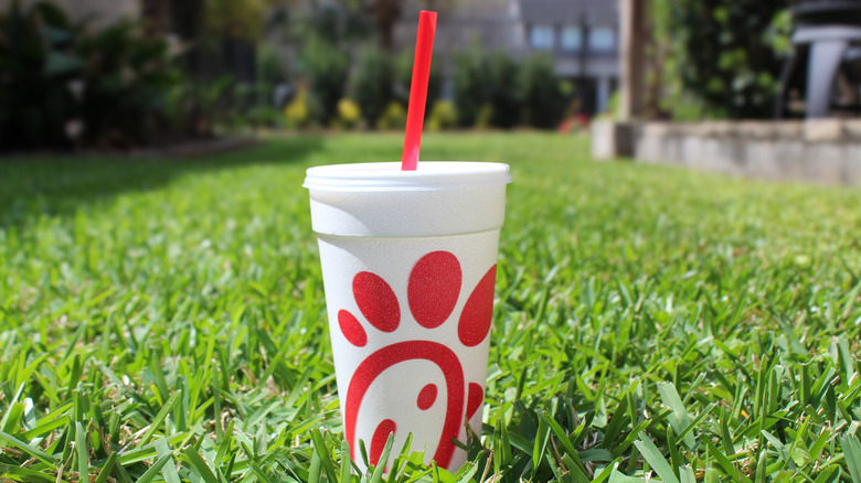 Chick-Fil-A cup in grass