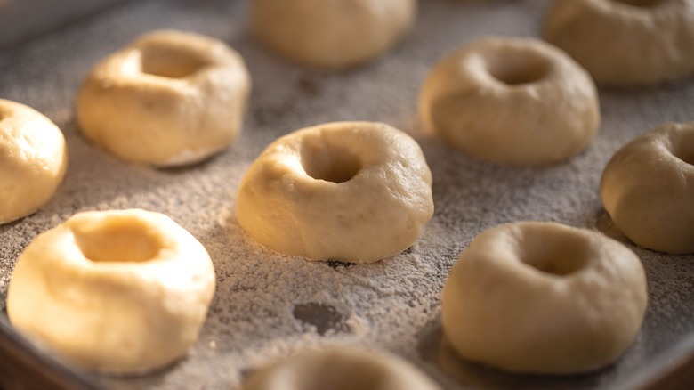 Donuts dough on tray