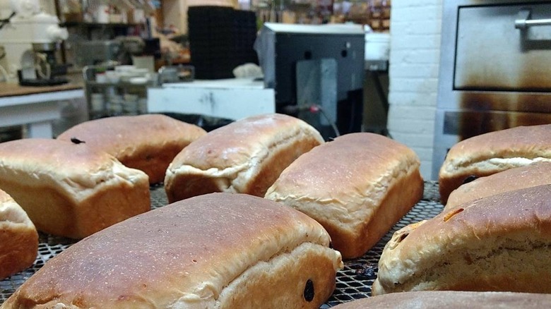Freshly baked loaves with raisins in at Dutch Maid Bakery