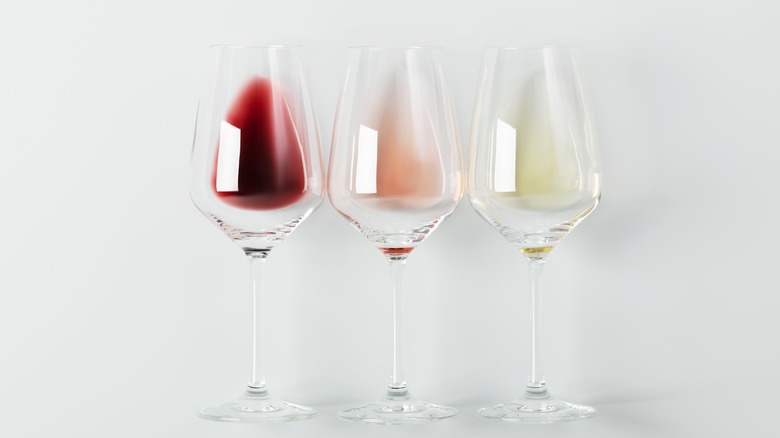 Assorted wine in glasses