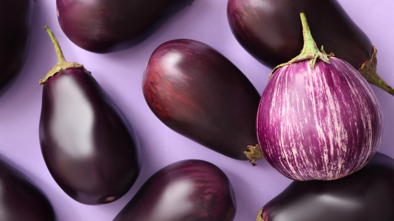 varieties of whole eggplants