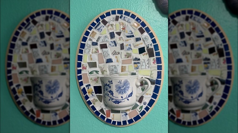 Teacup mosaic on wall