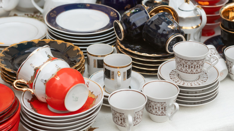 Assortment of vintage teacups, saucers
