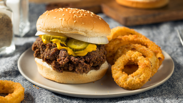 Slugburger served with onion rings