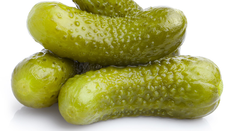 Crunch pickles on a white background