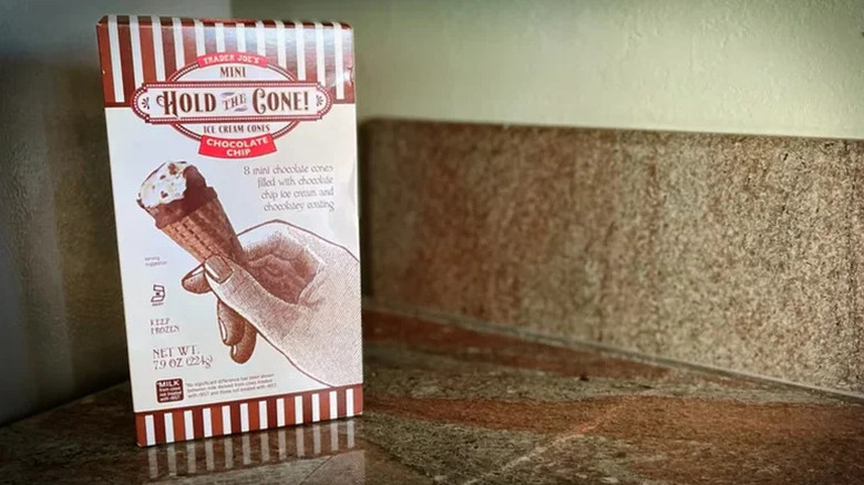 box of Trader Joe's Mini Chocolate Chip Hold the Cone! Ice Cream Cones