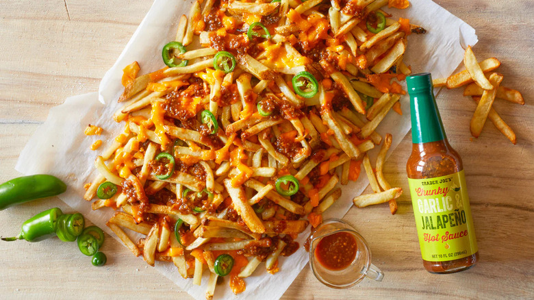Fries with Trader Joe's Chunky Garlic & Jalapeño Hot Sauce