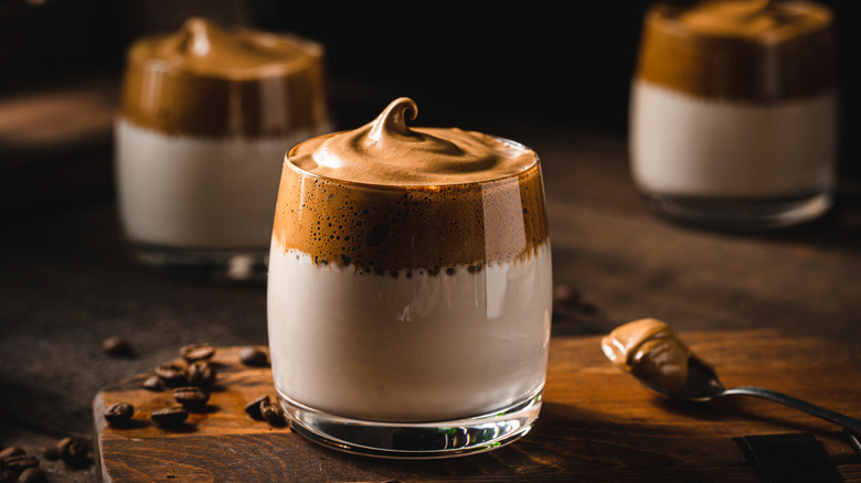 cold brews in a cup with cold foam