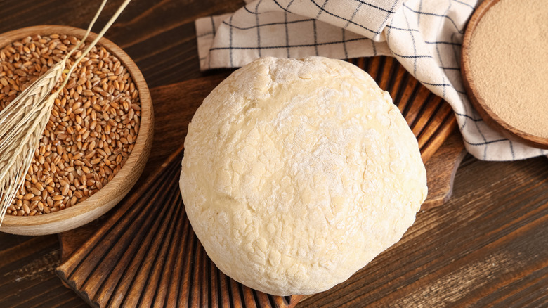 Ball of dough with yeast and wheat
