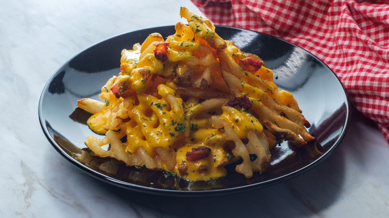 Loaded waffle fries with cheese