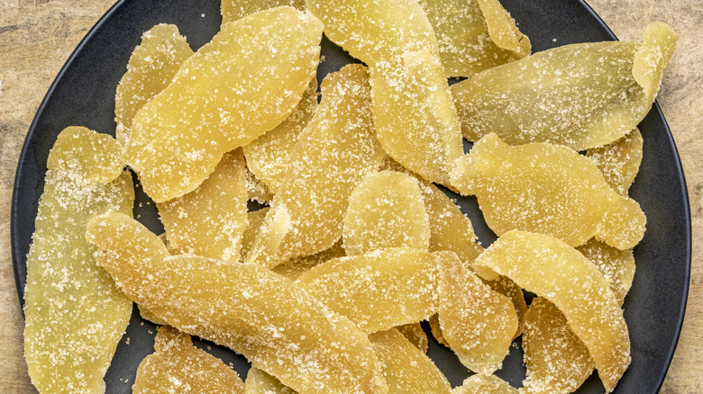 plate of crystallized ginger slices