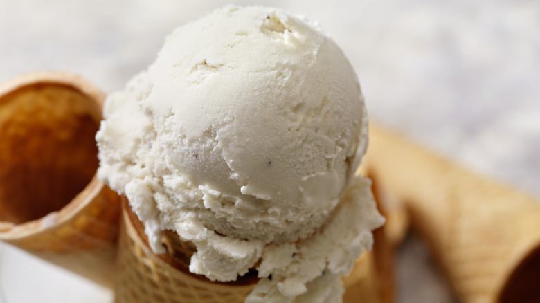 vanilla ice cream in cone