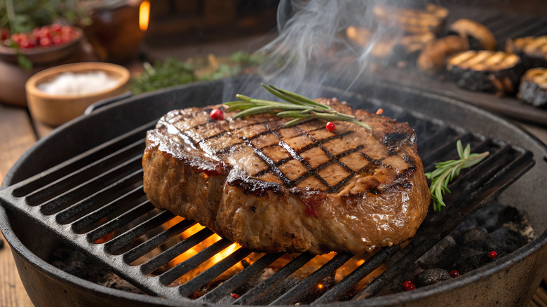 grilled steak on grill with char marks