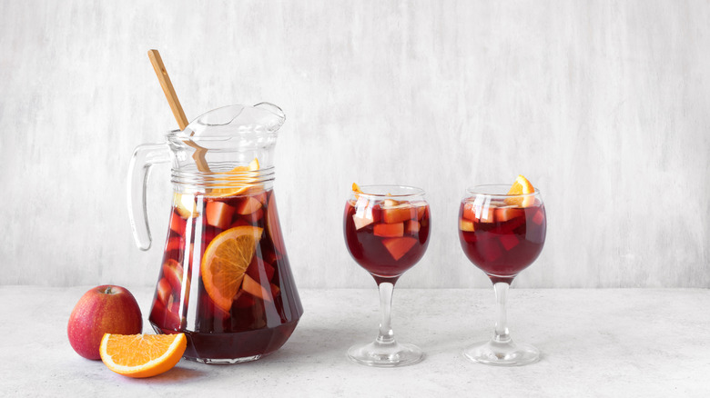 Sangria pitcher and glasses