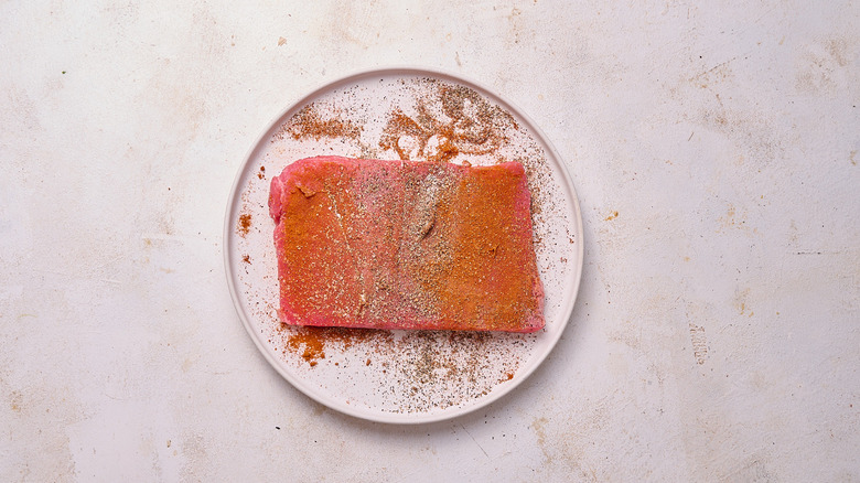 seasoned steak on a plate