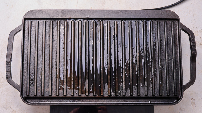 oil on a cast iron grill pan