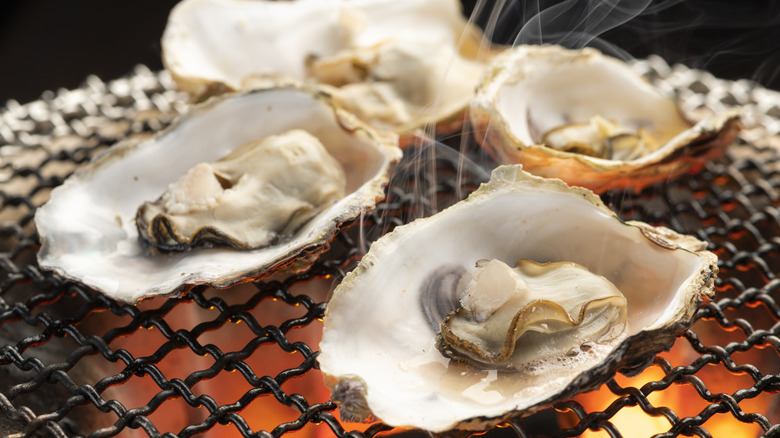 baking oysters over hot grill
