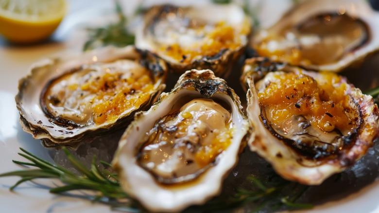 oysters with broiled lemon topping