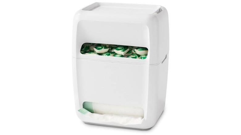 the two-in-one dishwasher pod and trash bag holder