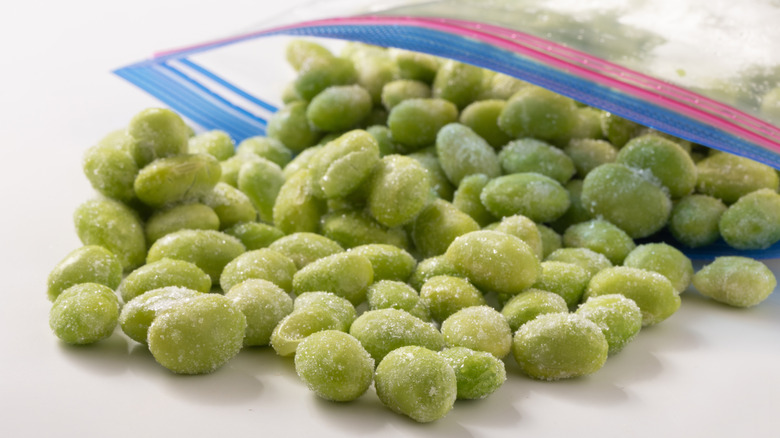 frozen edamame beans in bag