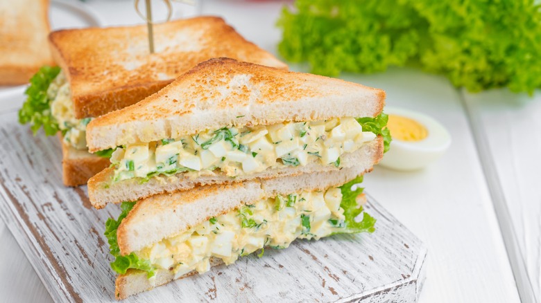 Egg salad sandwich halves